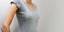 woman with grey tshirt sweating