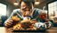 man sweating after eating