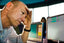 man dealing with stress sweat