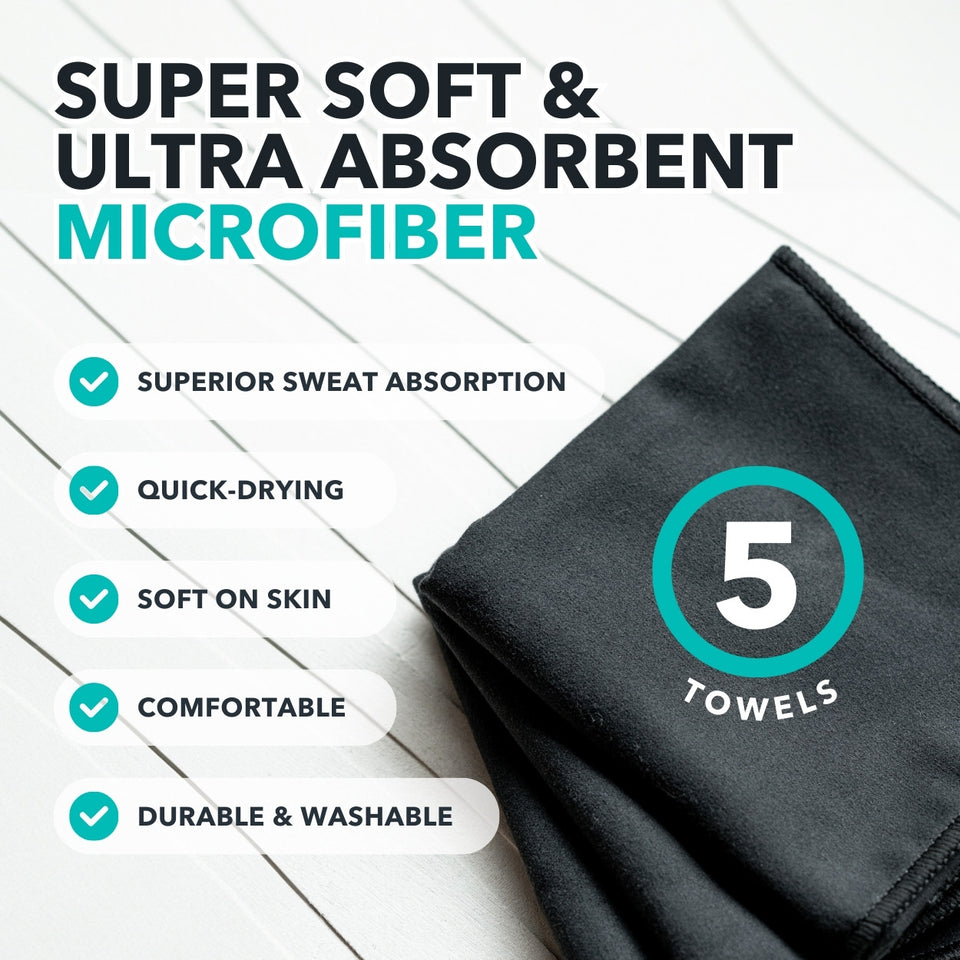 Microfiber Sweat Towel for Face, Hands, Neck & Body - 5 Pack – SweatBlock